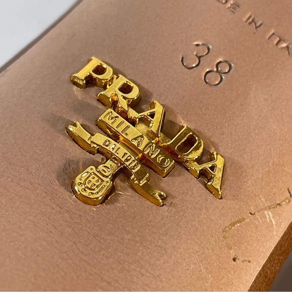 Prada Brown Leather Heeled Sling back Strappy Platform Sandals with bow 38 - Picture 11 of 13